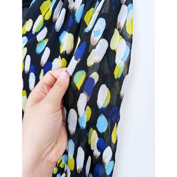 London Times Fit & Flare Long Sleeve Polka Dot Dress Plus 14W Black Blue - Picture 5 of 6